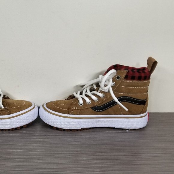 Vans Kids Sk8 Hi MTE 1 Skate Shoe  Brown / Plaid Suede, Little Kid Size 11 - Picture 8 of 13